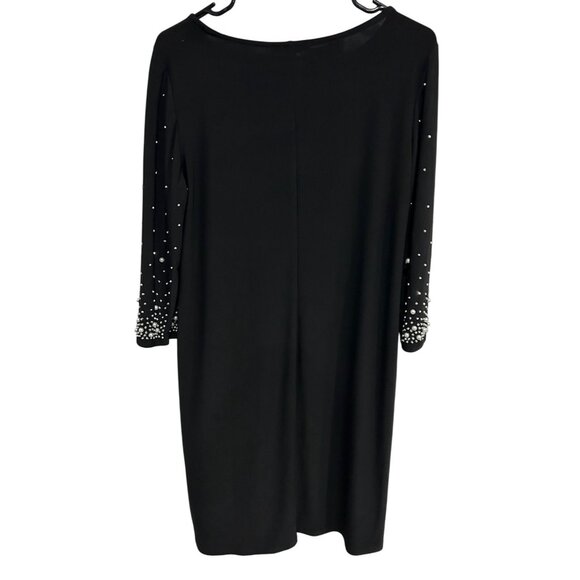 Annalee + Hope NWT Black Dress With Pearl Embellished Sleeves Sz Large - Picture 2 of 9